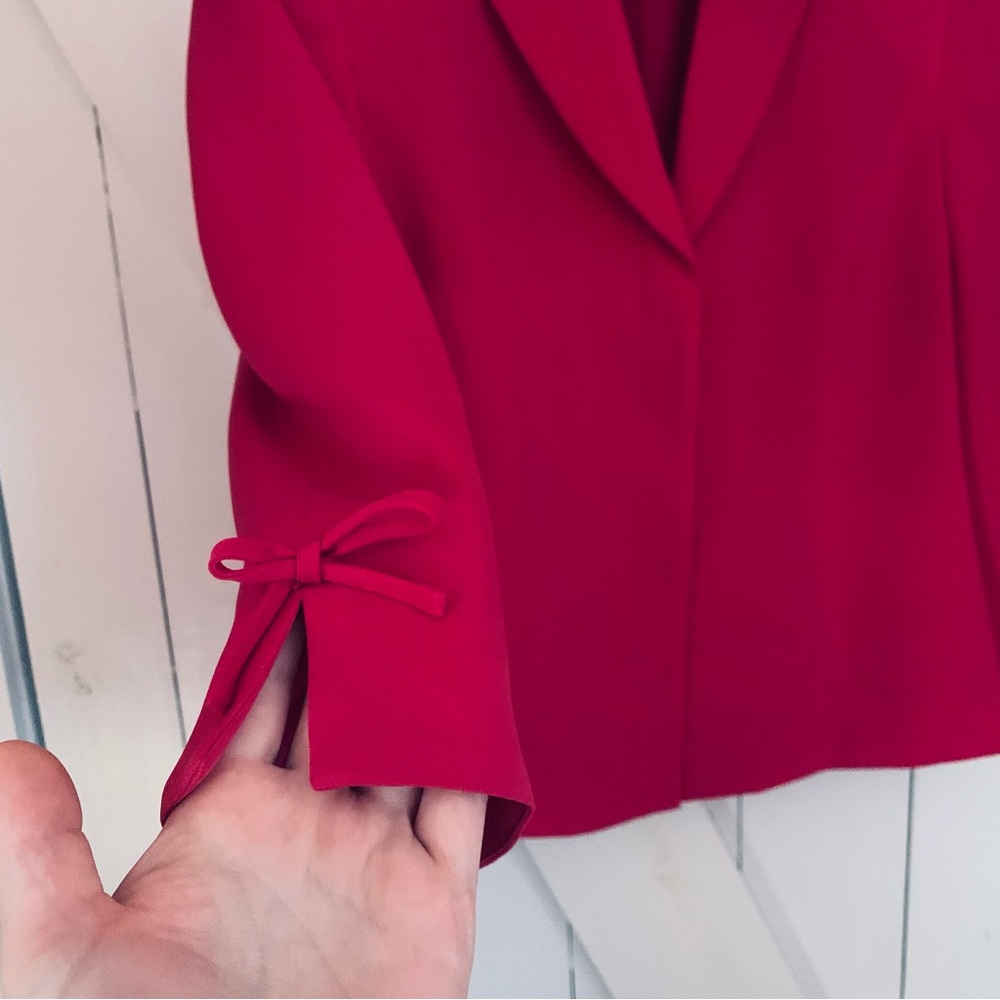 Vintage Skirt Set 100% Silk Skirt Set Blazer Magenta Pink Coord Set Two Piece - Picture 5 of 16